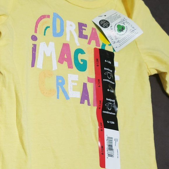 Long Sleeve Diaper Shirt Dream Imagine Create Brand New With Tags 6-12 Months - Picture 3 of 5